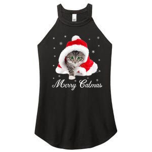 Merry Catmas Cute Cat Kitten Santa Hat Christmas Gift Funny Women's Perfect Tri Rocker Tank