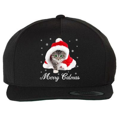 Merry Catmas Cute Cat Kitten Santa Hat Christmas Gift Funny Wool Snapback Cap