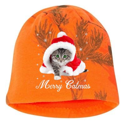 Merry Catmas Cute Cat Kitten Santa Hat Christmas Gift Funny Kati - Camo Knit Beanie