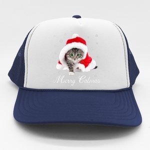 Merry Catmas Cute Cat Kitten Santa Hat Christmas Gift Funny Trucker Hat