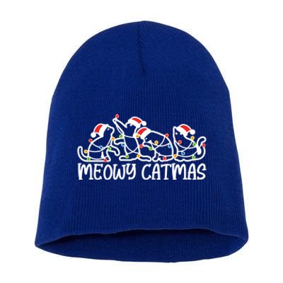 Meowy Catmas Cat Lover Christmas Great Gift Short Acrylic Beanie