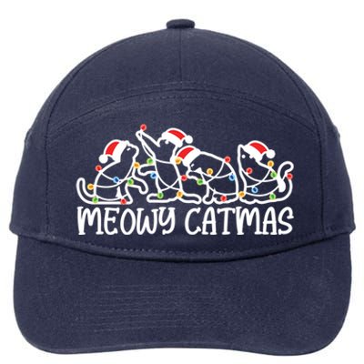 Meowy Catmas Cat Lover Christmas Great Gift 7-Panel Snapback Hat