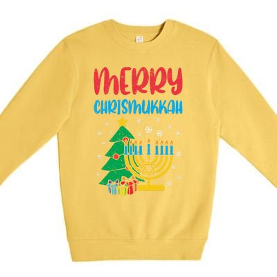 Merry Chrismukkah Christmas Cool Xmas Pajama Hanukkah Jewish Long Sleeve Premium Crewneck Sweatshirt