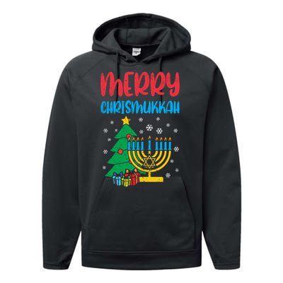 Merry Chrismukkah Christmas Cool Xmas Pajama Hanukkah Jewish Long Sleeve Performance Fleece Hoodie