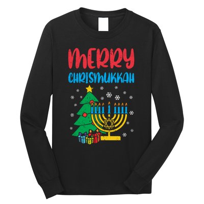 Merry Chrismukkah Christmas Cool Xmas Pajama Hanukkah Jewish Long Sleeve Long Sleeve Shirt