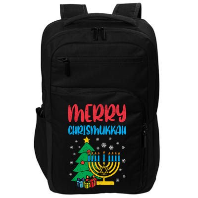 Merry Chrismukkah Christmas Cool Xmas Pajama Hanukkah Jewish Long Sleeve Impact Tech Backpack