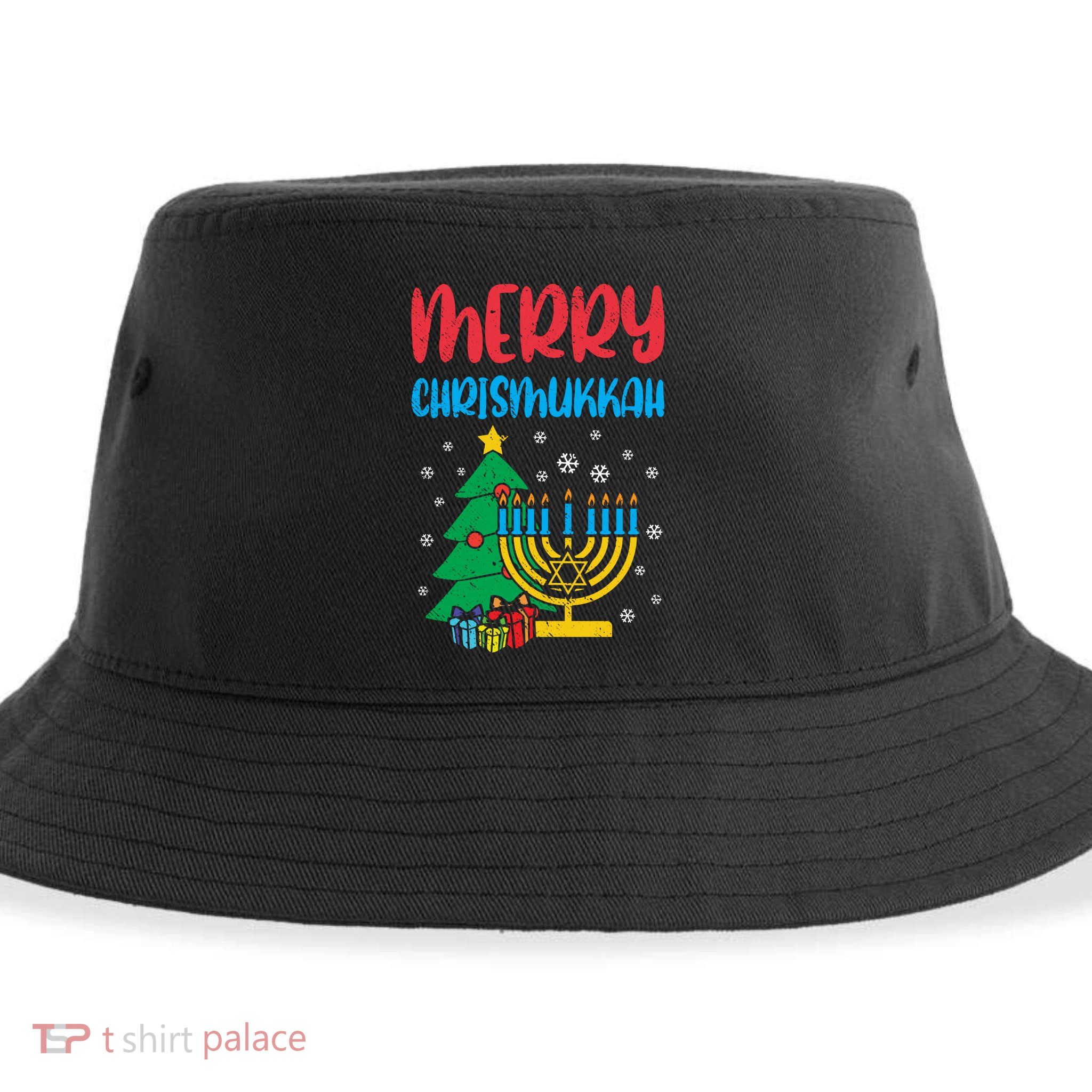 Merry Chrismukkah Christmas Cool Xmas Pajama Hanukkah Jewish Long Sleeve Sustainable Bucket Hat