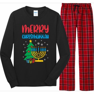 Merry Chrismukkah Christmas Cool Xmas Pajama Hanukkah Jewish Long Sleeve Long Sleeve Pajama Set