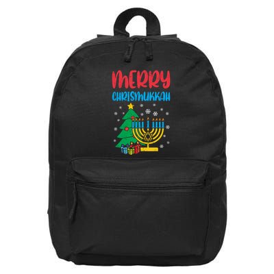 Merry Chrismukkah Christmas Cool Xmas Pajama Hanukkah Jewish Long Sleeve 16 in Basic Backpack