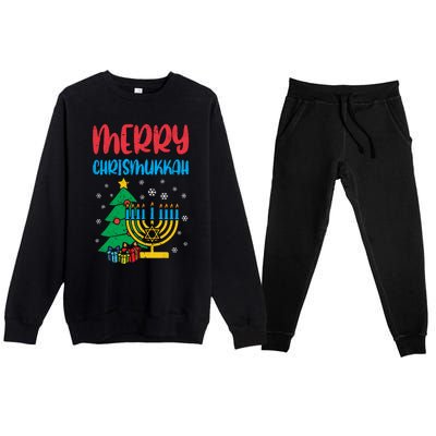 Merry Chrismukkah Christmas Cool Xmas Pajama Hanukkah Jewish Long Sleeve Premium Crewneck Sweatsuit Set