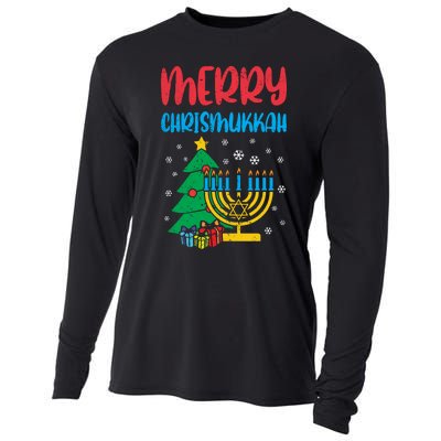 Merry Chrismukkah Christmas Cool Xmas Pajama Hanukkah Jewish Long Sleeve Cooling Performance Long Sleeve Crew