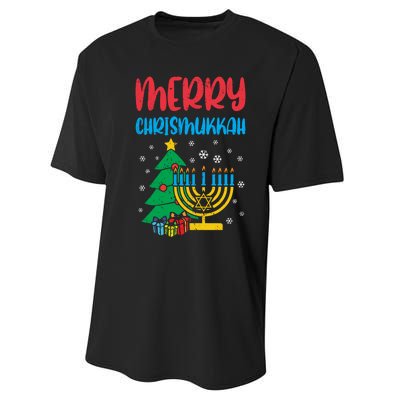 Merry Chrismukkah Christmas Cool Xmas Pajama Hanukkah Jewish Long Sleeve Performance Sprint T-Shirt