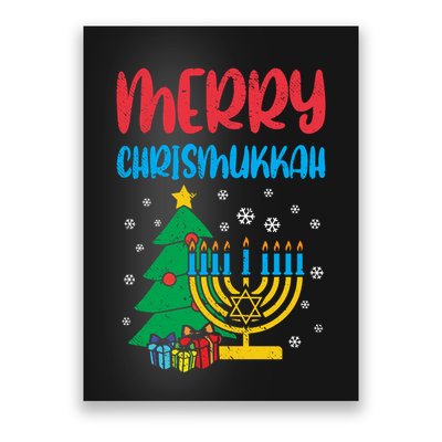 Merry Chrismukkah Christmas Cool Xmas Pajama Hanukkah Jewish Long Sleeve Poster