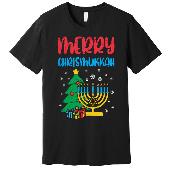 Merry Chrismukkah Christmas Cool Xmas Pajama Hanukkah Jewish Long Sleeve Premium T-Shirt