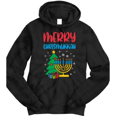 Merry Chrismukkah Christmas Cool Xmas Pajama Hanukkah Jewish Long Sleeve Tie Dye Hoodie