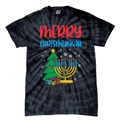 Merry Chrismukkah Christmas Cool Xmas Pajama Hanukkah Jewish Long Sleeve Tie-Dye T-Shirt