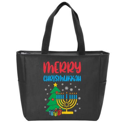Merry Chrismukkah Christmas Cool Xmas Pajama Hanukkah Jewish Long Sleeve Zip Tote Bag