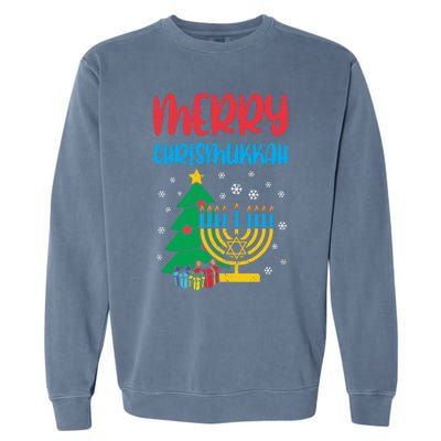 Merry Chrismukkah Christmas Cool Xmas Pajama Hanukkah Jewish Long Sleeve Garment-Dyed Sweatshirt