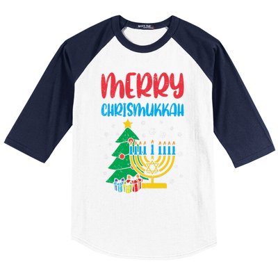 Merry Chrismukkah Christmas Cool Xmas Pajama Hanukkah Jewish Long Sleeve Baseball Sleeve Shirt