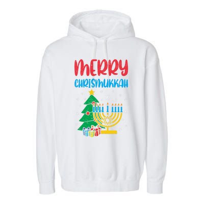 Merry Chrismukkah Christmas Cool Xmas Pajama Hanukkah Jewish Long Sleeve Garment-Dyed Fleece Hoodie