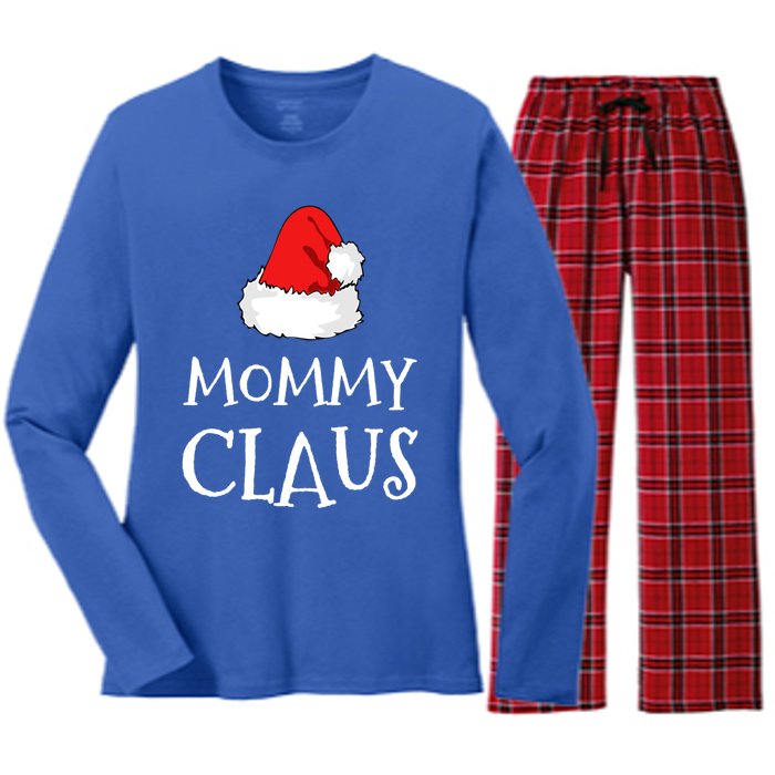 Mommy Claus Christmas Hat Family Pj Group Matching Pajama Gift Women's Long Sleeve Flannel Pajama Set 