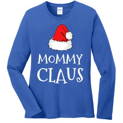 Mommy Claus Christmas Hat Family Pj Group Matching Pajama Gift Ladies Long Sleeve Shirt