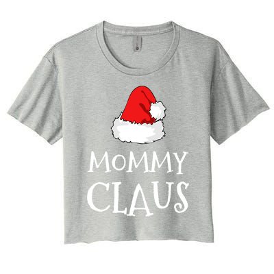 Mommy Claus Christmas Hat Family Pj Group Matching Pajama Gift Women's Crop Top Tee