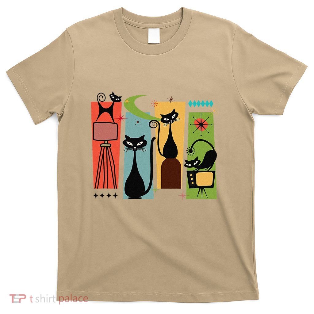 Mid Century Cat Retro Atomic Age Space Modern 50s 60s Style T-Shirt