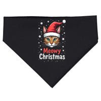 Meowy Christmas Cat In Santa Hat Graphic USA-Made Doggie Bandana