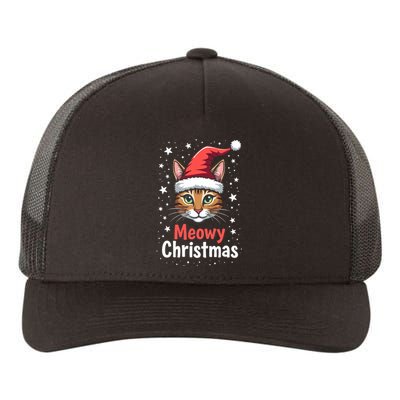 Meowy Christmas Cat In Santa Hat Graphic Yupoong Adult 5-Panel Trucker Hat