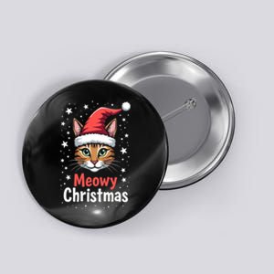 Meowy Christmas Cat In Santa Hat Graphic Button