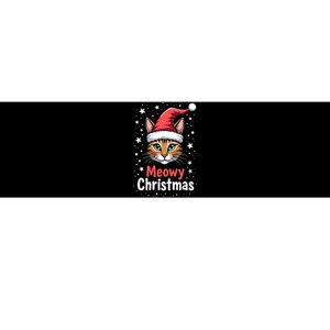 Meowy Christmas Cat In Santa Hat Graphic Bumper Sticker