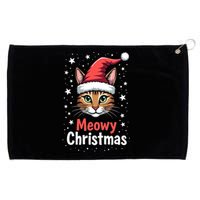 Meowy Christmas Cat In Santa Hat Graphic Grommeted Golf Towel