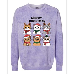 Meowy Christmas Cat Lover Festive Gift Colorblast Crewneck Sweatshirt