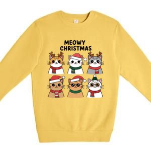 Meowy Christmas Cat Lover Festive Gift Premium Crewneck Sweatshirt