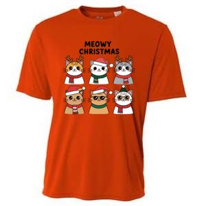 Meowy Christmas Cat Lover Festive Gift Cooling Performance Crew T-Shirt