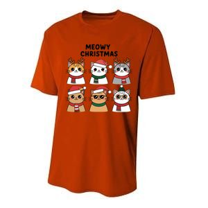 Meowy Christmas Cat Lover Festive Gift Performance Sprint T-Shirt