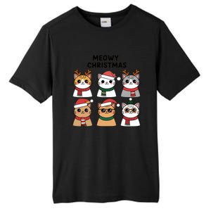 Meowy Christmas Cat Lover Festive Gift Tall Fusion ChromaSoft Performance T-Shirt