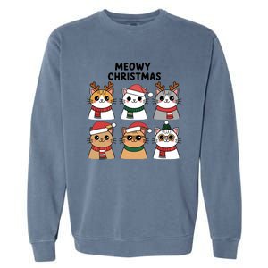 Meowy Christmas Cat Lover Festive Gift Garment-Dyed Sweatshirt