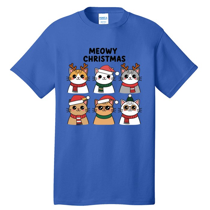 Meowy Christmas Cat Lover Festive Gift Tall T-Shirt