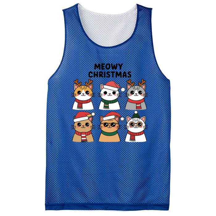 Meowy Christmas Cat Lover Festive Gift Mesh Reversible Basketball Jersey Tank