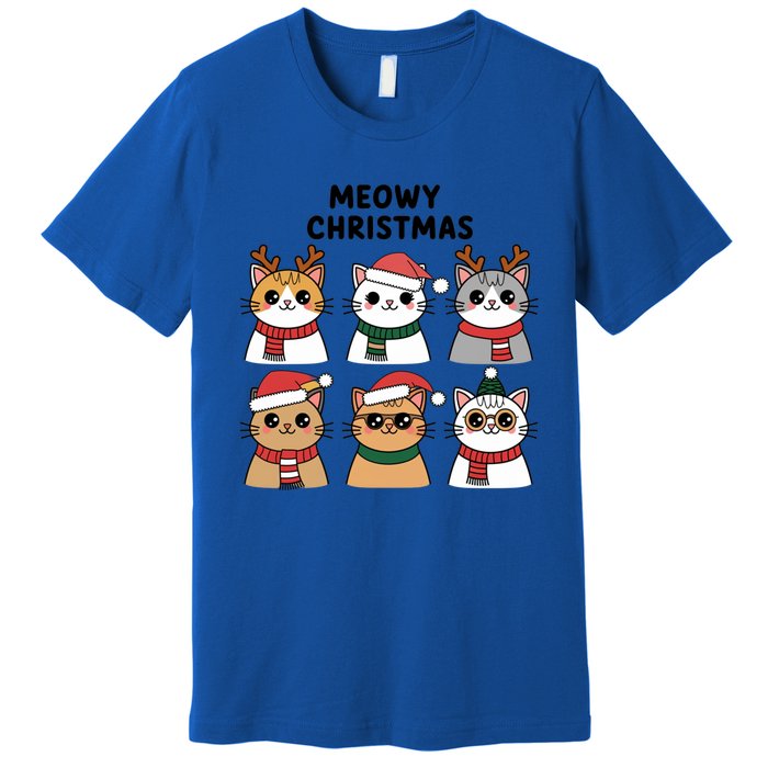 Meowy Christmas Cat Lover Festive Gift Premium T-Shirt