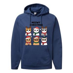 Meowy Christmas Cat Lover Festive Gift Performance Fleece Hoodie