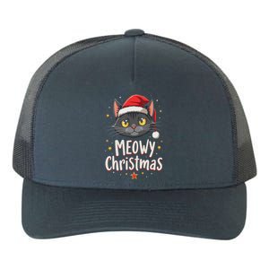 Meowy Christmas Cat In Santa Hat Graphic Yupoong Adult 5-Panel Trucker Hat