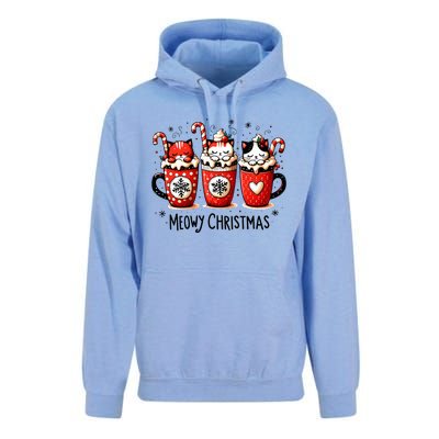 Meowy Christmas Cute Cats And Coffee Merry Xmas Graphic Unisex Surf Hoodie