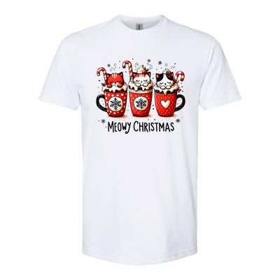 Meowy Christmas Cute Cats And Coffee Merry Xmas Graphic Softstyle® CVC T-Shirt