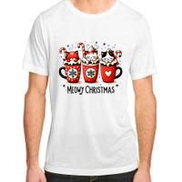 Meowy Christmas Cute Cats And Coffee Merry Xmas Graphic Adult ChromaSoft Performance T-Shirt