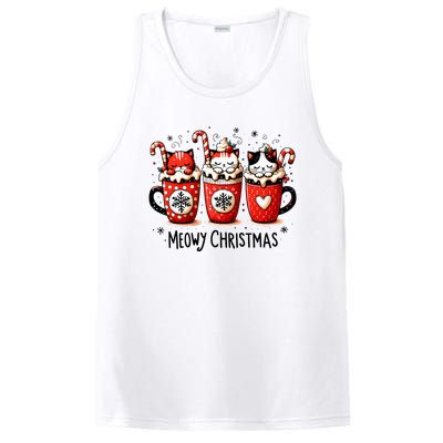 Meowy Christmas Cute Cats And Coffee Merry Xmas Graphic PosiCharge Competitor Tank