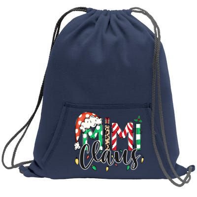 Mimi Claus Christmas Lights Santa Claus Matching Family Sweatshirt Cinch Pack Bag