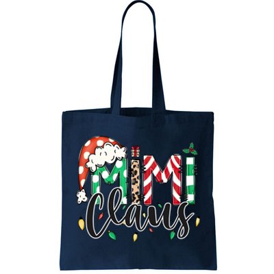 Mimi Claus Christmas Lights Santa Claus Matching Family Tote Bag